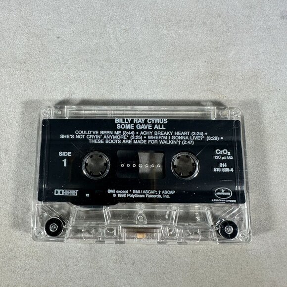 Billy Ray Cyrus Some Gave All Cassette Tape Album 1992 Country Classic Music - Picture 4 of 5